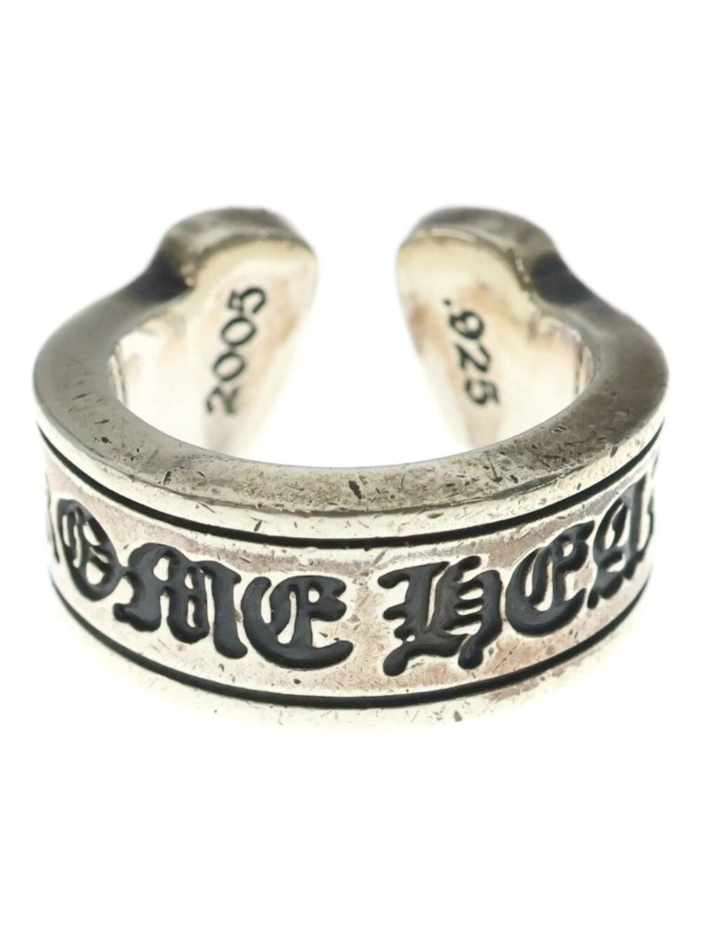 Chrome Hearts LG Scroll Label Large Ring Silver
